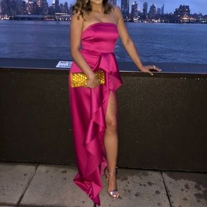 Bandeau ruffle maxi dress